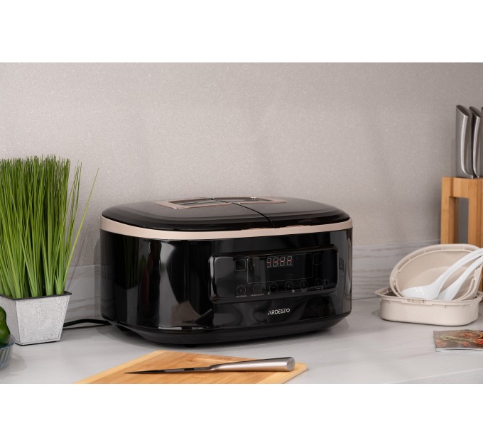 Мультиварка ARDESTO, 900Вт, чаша-2х1.5л, электронное управл., 2 чаши, пластик, черный