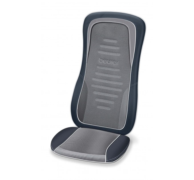 Массажер Beurer для тела, от сети, накидка на сидение, 3 режима, шиацу, подогрев, серый, эко-кожа