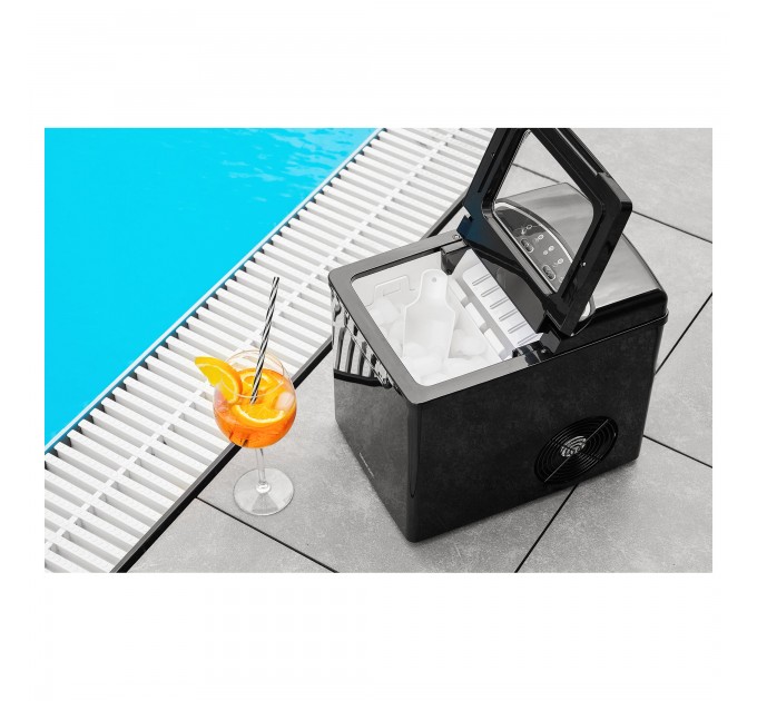 Льодогенератор побутовий Sencor SIM3000BK, 105 Вт, 12 кг/добу, об'єм 1.9л, приготування за 9 хв, 2 розміри льоду, чорний