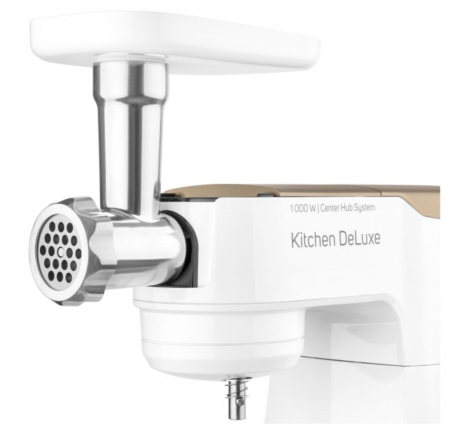 Кухонна машина Sencor 1000Вт, чаша-метал, корпус-пластик, насадок-15, біло-золотий