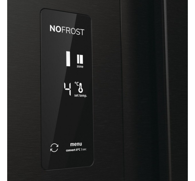 Холодильник SBS Gorenje, 179х67х92см, 2 дв., 356(191)л, А++, NF+, Инв. , Зона св-ти, Внешн.диспл, черный