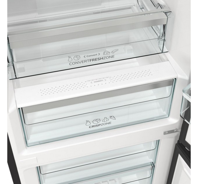 Холодильник Gorenje NRK619EABXL4 с нижн. мороз. камерой, 185х60х60см, 2 дв., Х- 204л, М- 96л, A+, NoFrost Plus, Fresh zone, черный