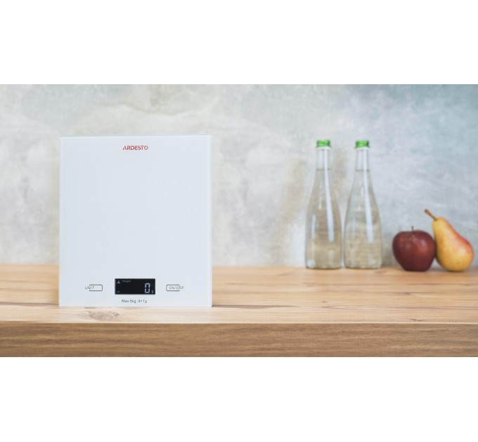 Весы ARDESTO кухонные, 5кг, AAAx2 в компл, стекло, белый