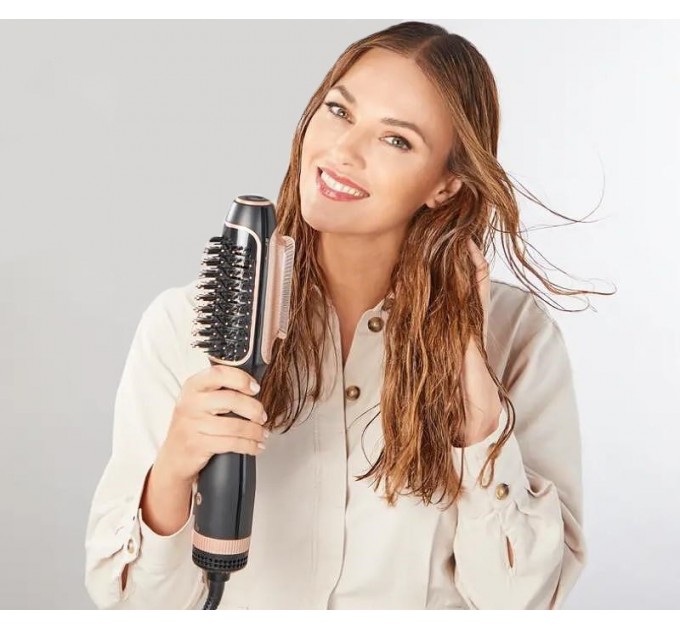 Фен-щітка Rowenta Reverso Dry&Brush 2в1, 1200Вт, 3 режими, іоніз-я, хол. обдув, насадок-2, кераміка, чорний-золотистий