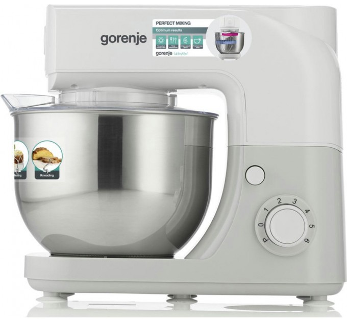Кухонная машина Gorenje 800Вт, чаша-металл, корпус-металл, насадок-3, белый