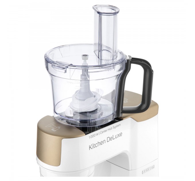Кухонна машина Sencor 1000Вт, чаша-метал, корпус-пластик, насадок-15, біло-золотий