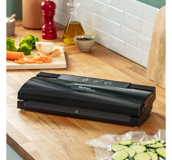 Вакууматор Tefal Classic для пакетів, 35см, електронне керування, +18 пакетів,, пластик, чорний