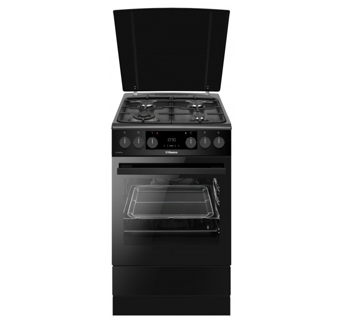 Плита Hansa комбінована, 65л, 50x60см, дисплей, конвекція, чавун, чорний