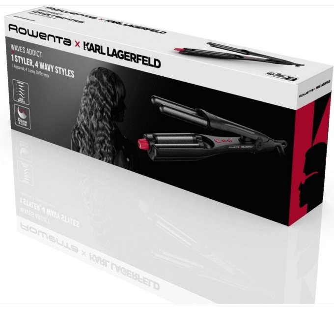 Плойка Rowenta Karl Lagerfeld Waves Addict Hair Waver для волн , >230Вт, темп.режимов-6, 120-210С, вращение, керам., черн.