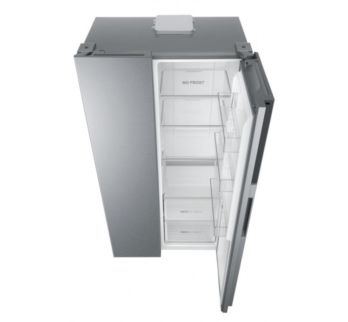 Холодильник Haier SBS, 177.5x90.8х64.7, холод.отд.-337л, мороз.отд.-177л, 2дв., А++, NF, инв., дисплей, cеребристый
