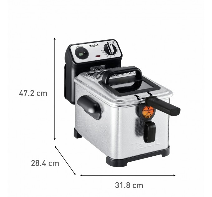 Фритюрниця Tefal Filtra Pro, 2400Вт, ємність-3л, механічне керув., від 150°C до 190°C нержавіюча сталь, черный