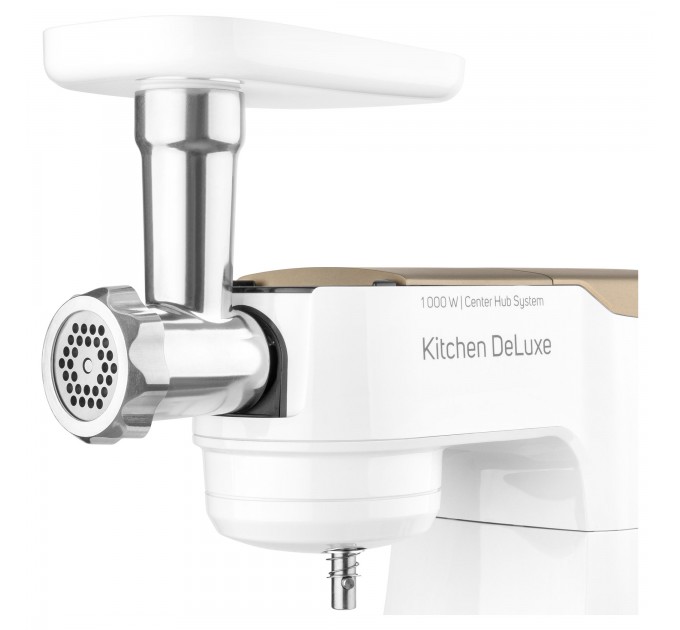 Кухонна машина Sencor 1000Вт, чаша-метал, корпус-пластик, насадок-15, біло-золотий