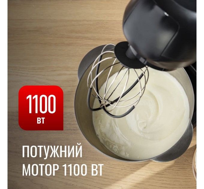 Кухонная машина Tefal Bake Partner 1100Вт, чаша-металл, корпус-пластик, насадок-6, черный