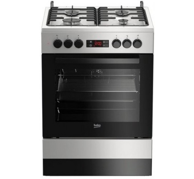 Плита Beko комби, 66л, 60x60см, конвекция, серебристый