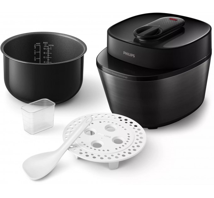 Мультиварка-скороварка Philips All-in-One Cooker, 1000Вт, чаша-5л, электронное управл., пластик, черный