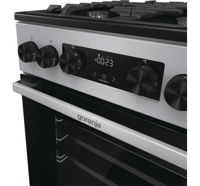 Плита Gorenje комби, 70л, 50x60см, дисплей, чугун, нерж