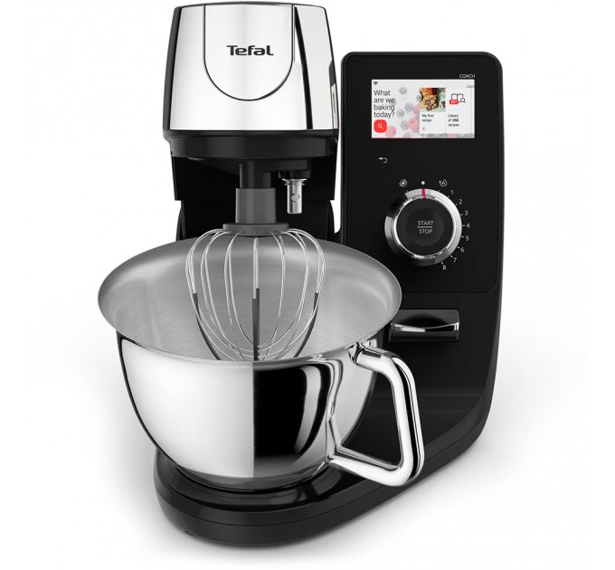 Кухонна машина Tefal I-Coach Touch, 1200Вт, чаша-метал, корпус-метал+пластик, дисплей, насадок-3, підкл. до смартфону, чорний