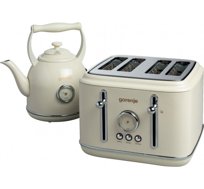 Тостер Gorenje 950Вт, функц. разморозки, автоотключение, пластик + металл, бежевый