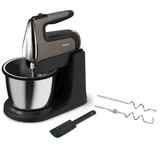Миксер Tefal стационарный Powermix Silence 600Вт, насадки-4, чаша-металл, 2, 5л, турбо, серо-чорный