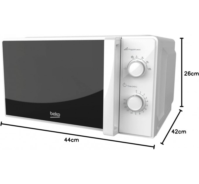 Микроволновая печь Beko, 20л, мех. управл., 700Вт, белый