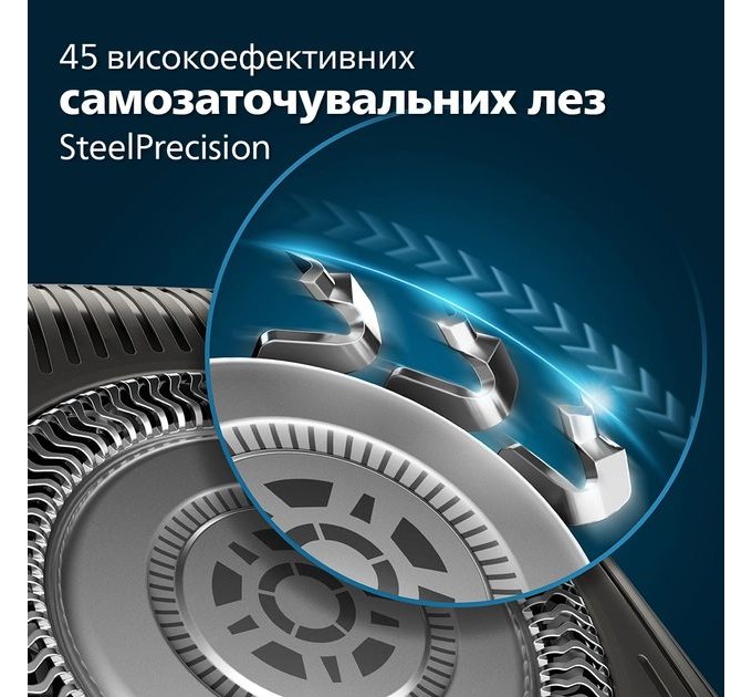 Бритва електр. Philips Series 5000 роторная, 9Вт, бритв.головок-3, Li-Ion, сух.+влажн., триммер, черно-зеленый