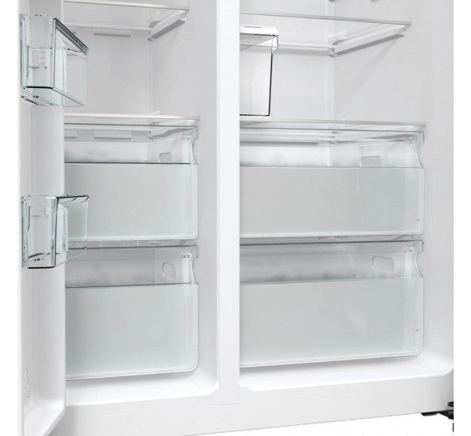 Холодильник SBS Gorenje, 179х70х92см, 2 дв., 376(190)л, А++, NF+, Инв. , Зона св-ти, диспенсер, генератор льда, Внешн.диспл, нерж