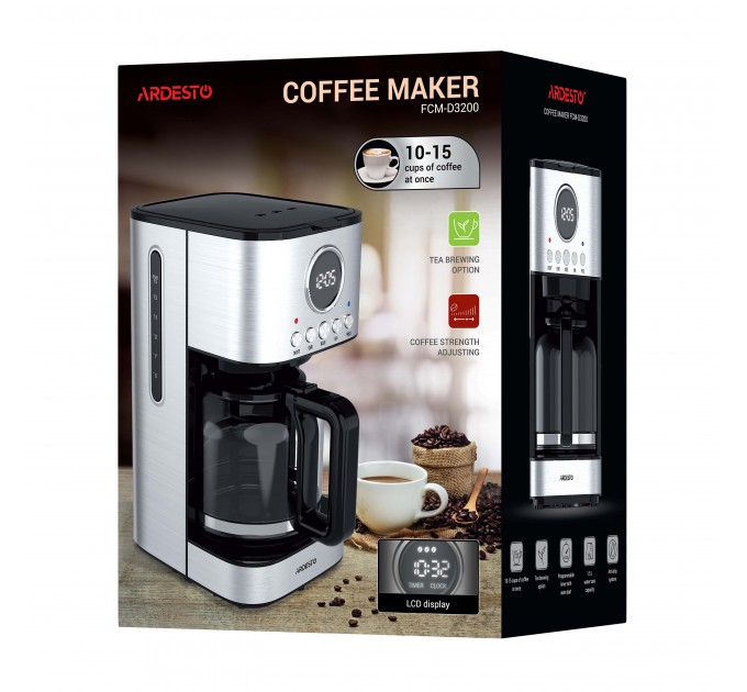 Кавоварка ARDESTO крапельна Steel Collection1.5л, мелена, сріблястий