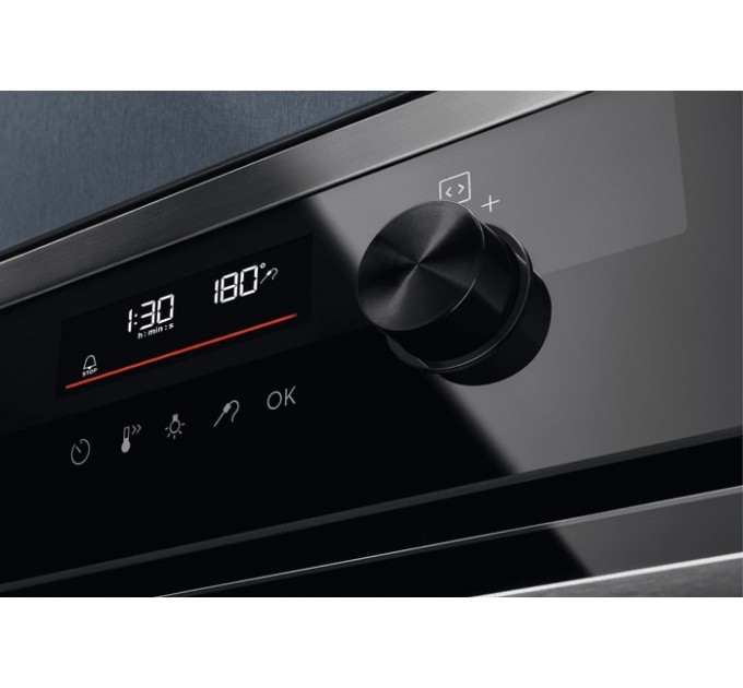 Духовой шкаф Electrolux электрический, 72л, A+, пар, дисплей, конвекция, пиролиз, телескопические направляющие, черный