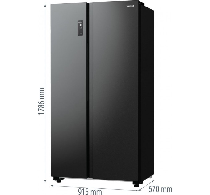 Холодильник SBS Gorenje, 179х67х92см, 2 дв., 356(191)л, А++, NF+, Инв. , Зона св-ти, Внешн.диспл, черный