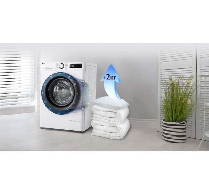 Пральна машина LG фронтальна, 11кг, 1400, A, 57см, дисплей, пара, інвертор, білий