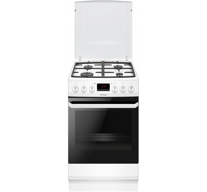 Плита Hansa комбінована, 50х60см, 62л, чавун, газ контр., дисплей, білий
