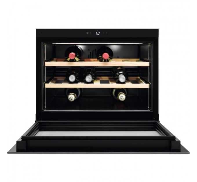 Холодильник Electrolux встраиваемый для вина, 45x60х56, полок - 2, зон - 1, бут-18, ST, черный мат.