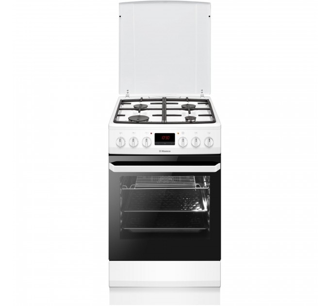 Плита Hansa комбінована, 50х60см, 62л, чавун, газ контр., дисплей, білий
