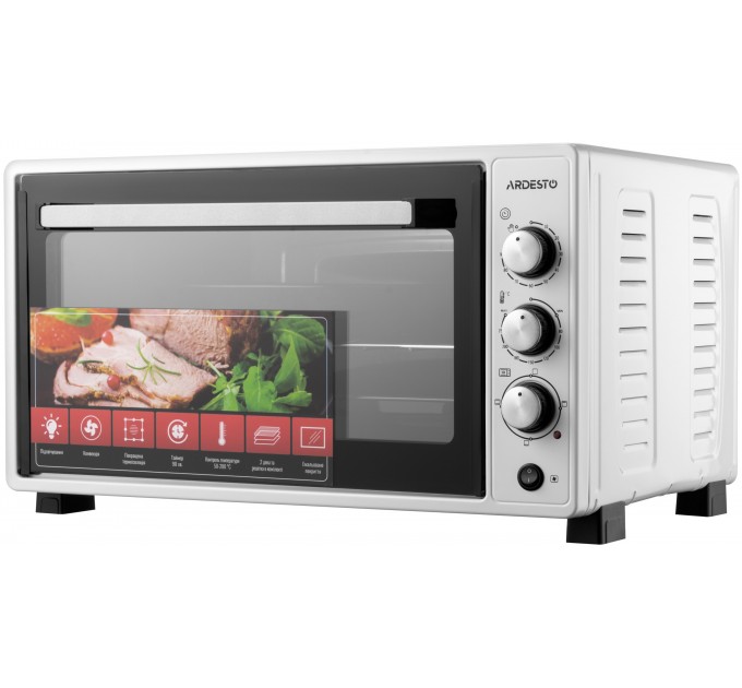 Печь электрическая ARDESTO, 52л, 1700Вт, механич., конвенция, двойное стекло, белый
