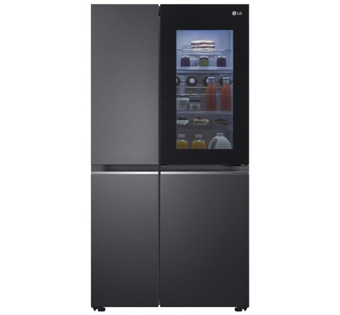 Холодильник LG SBS, 179x91х74, холод.отд.-416л, мороз.отд.-239л, 2дв., F, NF, инв., диспл внутр., зона св-ти, Door in door, черный мат.