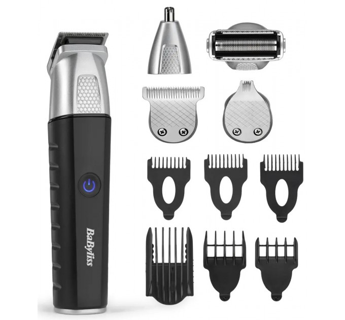 Набір для стрижки Babyliss Lithium Power, для бороди, вусів, голови, носа і тіла, акум., вібраційний мотор, насадок-10, сталь, чорний