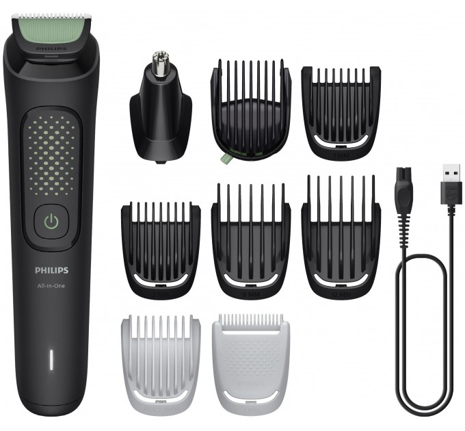 Триммер універсальний Philips All-in-One Trimmer 3000 Series для лица, головы, тела, акум., насадок-9, сталь, черный