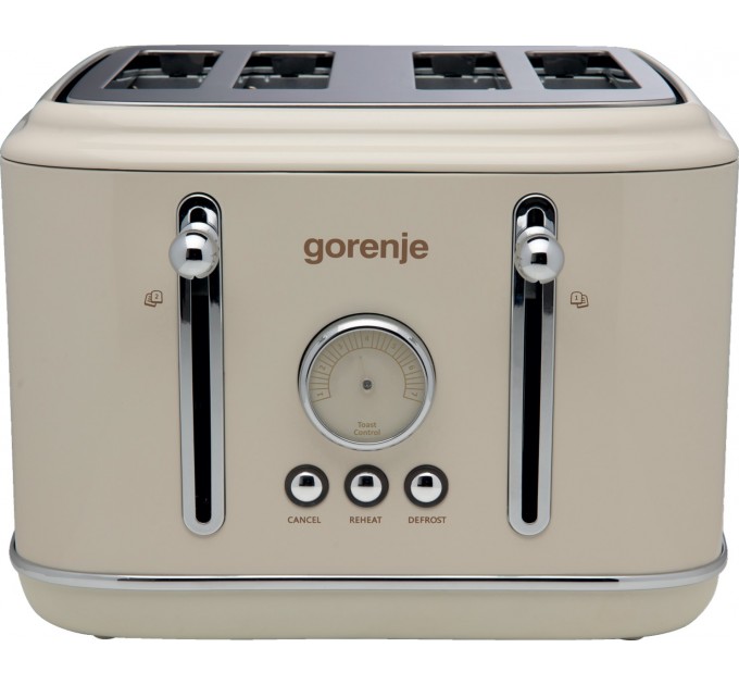 Тостер Gorenje 950Вт, функц. разморозки, автоотключение, пластик + металл, бежевый