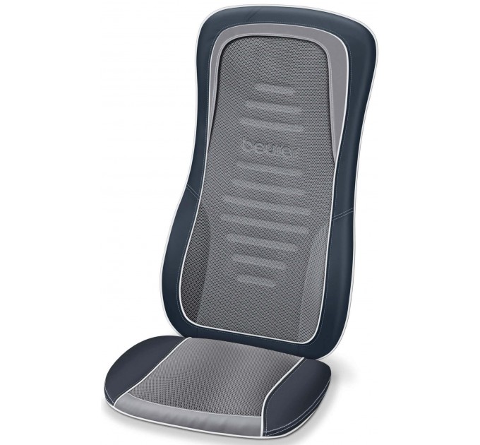 Массажер Beurer для тела, от сети, накидка на сидение, 3 режима, шиацу, подогрев, серый, эко-кожа