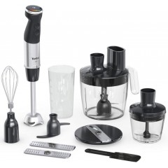 Блендер Tefal заглибний Quickchef+, 1000Вт, 4в1, чаша-800мл, чопер-500мл, кухонний комбайн 5в1, турборежим, сіро-чорний