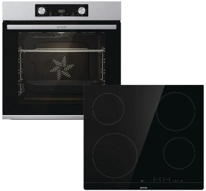 Комплект Gorenje (духовка + поверхность стеклокерамич. BO6737E02X - нерж. + ECT41SC - чорна), 738881