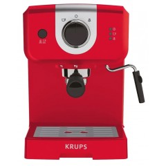 Кофеварка Krups рожковая Opio 1.5л, молотый, ручной капучинатор, подогрев чашек, красный