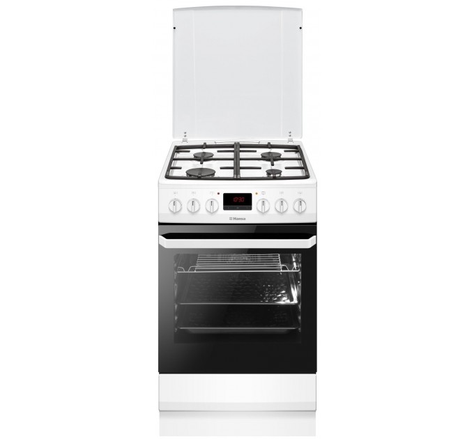 Плита Hansa комбінована, 50х60см, 62л, чавун, газ контр., дисплей, білий