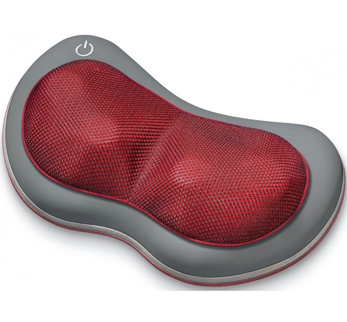 Массажная подушка Beurer для плеч, шеи, спины и ног, от сети, 4 головки шиацу, подогрев, автооткл., красно-серый