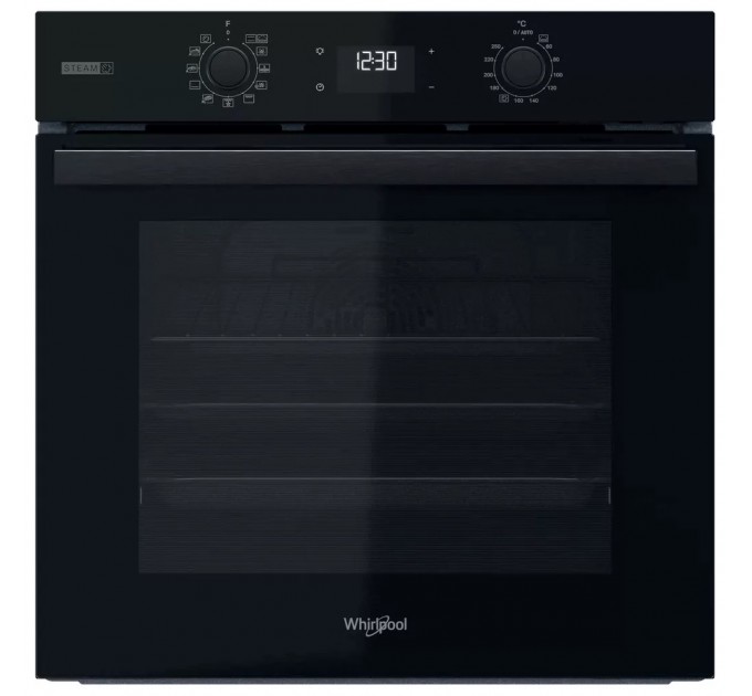 Духовой шкаф Whirlpool электрический, 71л, A+, дисплей, конвекция, телескопические направляющие, пар, черный