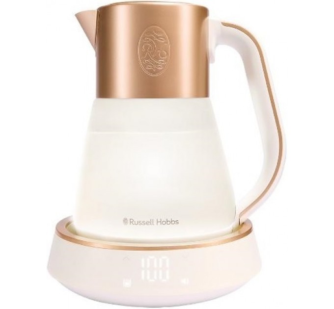 Электрочайник Russell Hobbs Calm, 1.7л, стекло, музыка, подсветка, сенсор, бело-медный