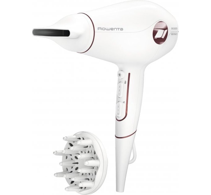 Фен Rowenta Volumizer Hybrid, 1800Вт, 3 режими, іонізація, хол. обдув, турборежим, білий