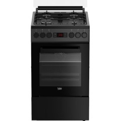 Плита Beko комбінована, 60л, 50x60см, дисплей, конвекція, чавун, чорний