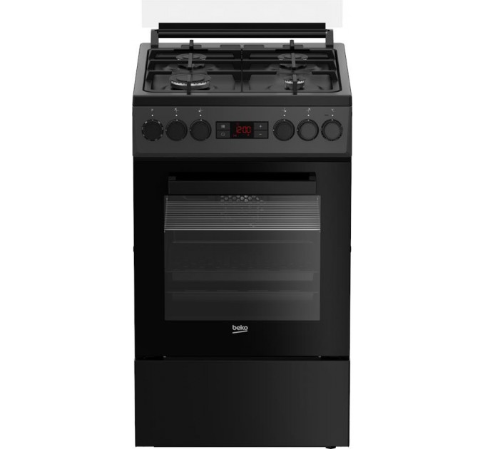 Плита Beko комбінована, 60л, 50x60см, дисплей, конвекція, чавун, чорний