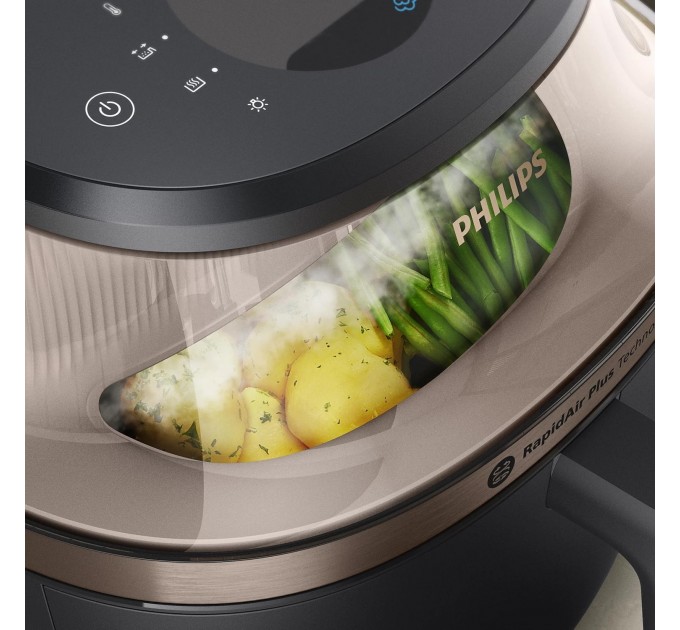 Мультипечь Philips Series 5000 OVI SteamFry 2000Вт, чаша-7.2л, сенсорное управл., 12 авто. программ, аксесуари, пластик, чорний